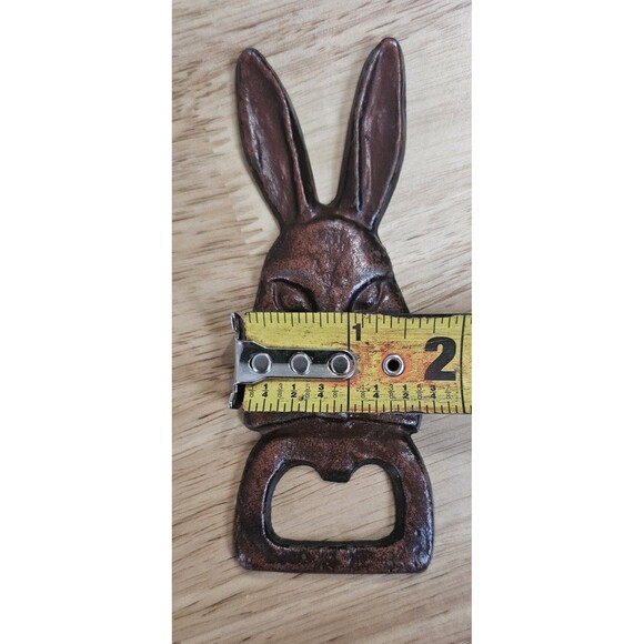 Vintage Rustic Rabbit Head Bottle Opener Cast Iron Bunny Handheld - Picture 6 of 7